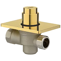 MP-GG-5216 Metropole Forged Brass WC Flush Valve 25mm (1" Inch) With Exposed Shut Off Provision & Square Plate (Glossy Gold)