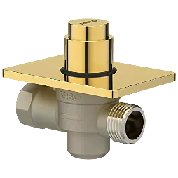 MP-GG-5216 Metropole Forged Brass WC Flush Valve 25mm (1" Inch) With Exposed Shut Off Provision & Square Plate (Glossy Gold)