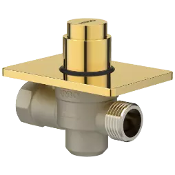 MP-GG-5217 Metropole Forged Brass WC Flush Valve 32mm (1.25" Inch) With Exposed Shut Off Provision & Square Plate (Glossy Gold)
