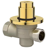 MP-GG-5219 Metropole Forged Brass WC Flush Valve 25mm (1" Inch) With Exposed Shut Off Provision & Round Plate (Glossy Gold)