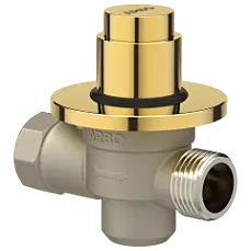 MP-GG-5219 Metropole Forged Brass WC Flush Valve 25mm (1" Inch) With Exposed Shut Off Provision & Round Plate (Glossy Gold)