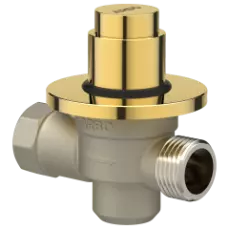 MP-GG-5219 Metropole Forged Brass WC Flush Valve 25mm (1" Inch) With Exposed Shut Off Provision & Round Plate (Glossy Gold)