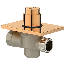MP-RG-5216 Metropole Forged Brass WC Flush Valve 25mm (1" Inch) With Exposed Shut Off Provision & Square Plate (Rose Gold)