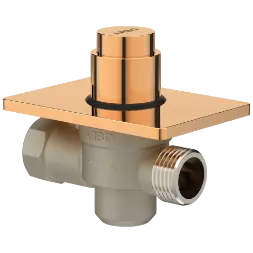MP-RG-5217 Metropole Forged Brass WC Flush Valve 32mm (1.25" Inch) With Exposed Shut Off Provision & Square Plate (Rose Gold)