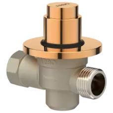 MP-RG-5220 Metropole Forged Brass WC Flush Valve 32mm (1.25" Inch) With Exposed Shut Off Provision & Round Plate (Rose Gold)