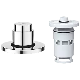 UPR-01 Exposed Part Kit Of Forged Metropole WC Flush Valve With Fitting Sleeve With Operating Lever, Round Wall Flange & Cartridge (Silver)