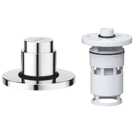 UPR-01 Exposed Part Kit Of Forged Metropole WC Flush Valve With Fitting Sleeve With Operating Lever, Round Wall Flange & Cartridge (Silver)