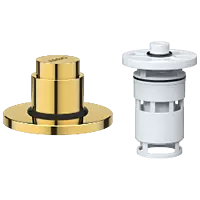 UPR-GG-01 Exposed Part Kit Of Forged Metropole WC Flush Valve With Fitting Sleeve With Operating Lever, Round Wall Flange & Cartridge (Glossy Gold)