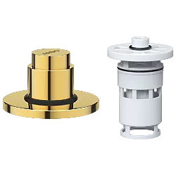UPR-GG-01 Exposed Part Kit Of Forged Metropole WC Flush Valve With Fitting Sleeve With Operating Lever, Round Wall Flange & Cartridge (Glossy Gold)