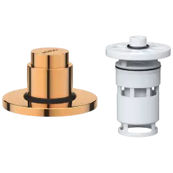 UPR-RG-01 Exposed Part Kit Of Forged Metropole WC Flush Valve With Fitting Sleeve With Operating Lever, Round Wall Flange & Cartridge (Rose Gold)