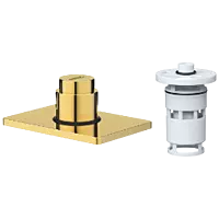 UPS-GG-02 Exposed Part Kit Of Forged Metropole WC Flush Valve With Fitting Sleeve With Operating Lever, Square Wall Flange & Cartridge (Glossy Gold)