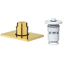 UPS-GG-02 Exposed Part Kit Of Forged Metropole WC Flush Valve With Fitting Sleeve With Operating Lever, Square Wall Flange & Cartridge (Glossy Gold)
