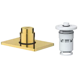 UPS-GG-02 Exposed Part Kit Of Forged Metropole WC Flush Valve With Fitting Sleeve With Operating Lever, Square Wall Flange & Cartridge (Glossy Gold)