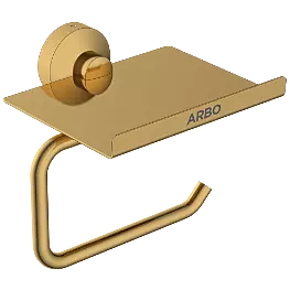 LE-GG-08 Toilet Paper Holder With Shelf (Glossy Gold Finish)