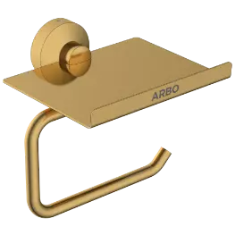 LE-GG-08 Toilet Paper Holder With Shelf (Glossy Gold Finish)