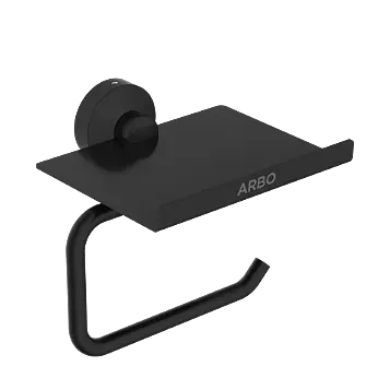 LE-MB-08 Toilet Paper Holder With Shelf (Matt Black)