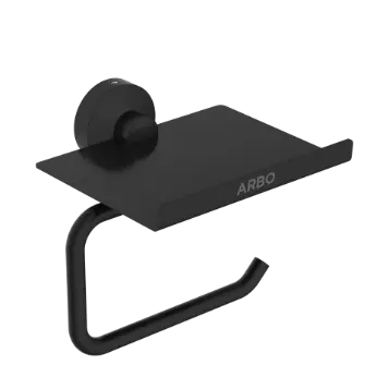 LE-MB-08 Toilet Paper Holder With Shelf (Matt Black)