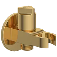 AC-GG-34 Wall Outlet With Shower Hook & Shutoff Valve (Glossy Gold)