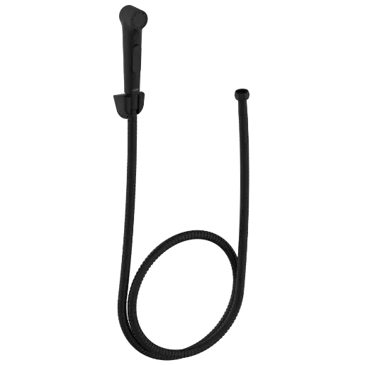 HF-MB-15 ABS Round Health Faucet With Hook & 1.2 Mtr. S.S. Tube (Black)