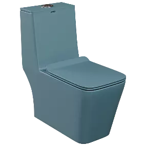 OPC-LU-29211PP Luxe Blue Lavish Siphonic One Piece Closet S Trap (9" Inch) With Soft Close Seat Cover With Hinges, Fixing Accessories Set and Accessories Set, Cistern Fittings