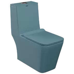 OPC-LU-29211PP Luxe Blue Lavish Siphonic One Piece Closet S Trap (9" Inch) With Soft Close Seat Cover With Hinges, Fixing Accessories Set and Accessories Set, Cistern Fittings