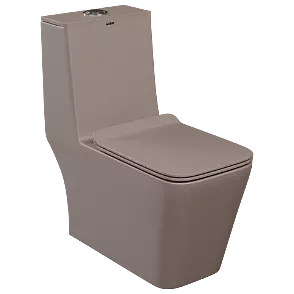 OPC-LW-29211PP Lush Brown Lavish Siphonic One Piece Closet S Trap (9" Inch) With Soft Close Seat Cover With Hinges, Fixing Accessories Set and Accessories Set, Cistern Fittings