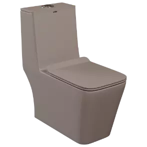 OPC-LW-29211PP Lush Brown Lavish Siphonic One Piece Closet S Trap (9" Inch) With Soft Close Seat Cover With Hinges, Fixing Accessories Set and Accessories Set, Cistern Fittings