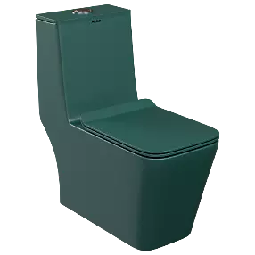OPC-PG-29211PP Peacock Green Lavish Siphonic One Piece Closet S Trap (9" Inch) With Soft Close Seat Cover With Hinges, Fixing Accessories Set and Accessories Set, Cistern Fittings