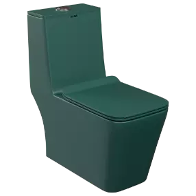 OPC-PG-29211PP Peacock Green Lavish Siphonic One Piece Closet S Trap (9" Inch) With Soft Close Seat Cover With Hinges, Fixing Accessories Set and Accessories Set, Cistern Fittings