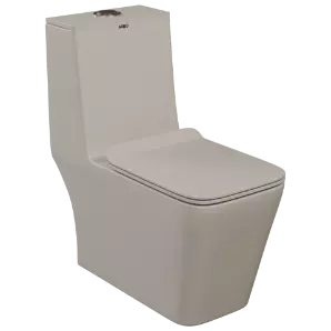 OPC-SB-29211PP Saint Beige Lavish Siphonic One Piece Closet S Trap (9" Inch) With Soft Close Seat Cover With Hinges, Fixing Accessories Set and Accessories Set, Cistern Fittings