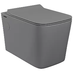 WHC-AG-29321PP Armani Grey Lavish Rimless Wall Hung Closet With Soft Close Seat Cover, Hinges, Accessories Set