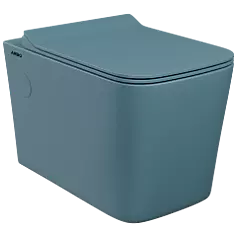 WHC-LU-29321PP Luxe Blue Lavish Rimless Wall Hung Closet With Soft Close Seat Cover, Hinges, Accessories Set