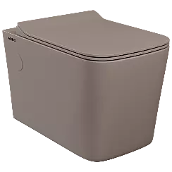 WHC-LW-29321PP Lush Brown Lavish Rimless Wall Hung Closet With Soft Close Seat Cover, Hinges, Accessories Set