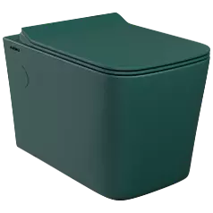 WHC-PG-29321PP Peacock Green Lavish Rimless Wall Hung Closet With Soft Close Seat Cover, Hinges, Accessories Set