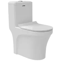 OPC-25211PP Cosmo Siphonic One Piece Closet S Trap (9" Inch) With Soft Close Seat Cover With Hinges, Fixing Accessories Set and Accessories Set, Cistern Fittings