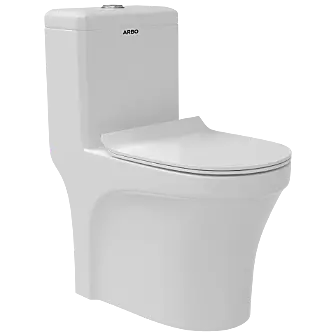 OPC-25211PP Cosmo Siphonic One Piece Closet S Trap (9" Inch) With Soft Close Seat Cover With Hinges, Fixing Accessories Set and Accessories Set, Cistern Fittings