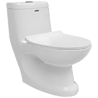 OPC-18112PP Elite Washdown One Piece Closet S Trap (9" Inch) With Soft Close Seat Cover, Hinges, Fixing Accessories Set and Accessories Set, Cistern Fittings