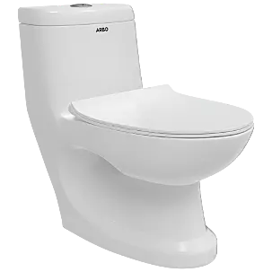 OPC-18112PP Elite Washdown One Piece Closet S Trap (9" Inch) With Soft Close Seat Cover, Hinges, Fixing Accessories Set and Accessories Set, Cistern Fittings