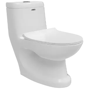 OPC-18112PP Elite Washdown One Piece Closet S Trap (9" Inch) With Soft Close Seat Cover, Hinges, Fixing Accessories Set and Accessories Set, Cistern Fittings