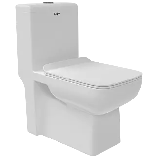 OPC-28111PP Inox Washdown One Piece Closet S Trap (9" Inch) With Soft Close Seat Cover, Hinges, Fixing Accessories Set and Accessories Set, Cistern Fittings