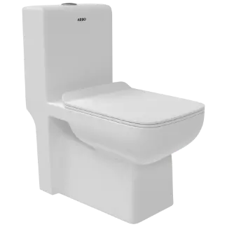 OPC-28111PP Inox Washdown One Piece Closet S Trap (9" Inch) With Soft Close Seat Cover, Hinges, Fixing Accessories Set and Accessories Set, Cistern Fittings