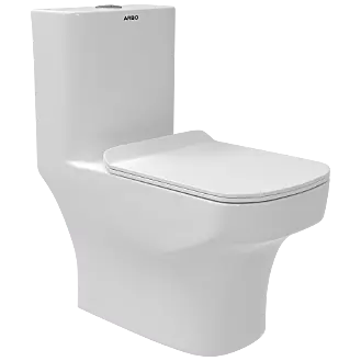 OPC-30211UF Lavish Siphonic One Piece Closet S Trap (9" Inch) With UF Soft Close Seat Cover With Hinges, Fixing Accessories Set and Accessories Set, Cistern Fittings