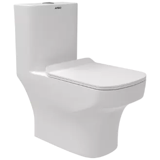 OPC-30211UF Lavish Siphonic One Piece Closet S Trap (9" Inch) With UF Soft Close Seat Cover With Hinges, Fixing Accessories Set and Accessories Set, Cistern Fittings