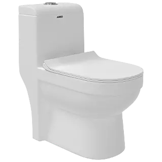 OPC-27211PP Lexus Siphonic One Piece Closet S Trap (9" Inch) With Soft Close Seat Cover With Hinges, Fixing Accessories Set and Accessories Set, Cistern Fittings