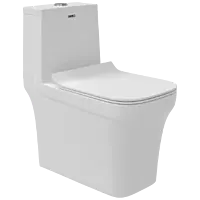 OPC-30111PP Neo Washdown One Piece Closet S Trap (4" Inch) With Soft Close Seat Cover With Hinges, Fixing Accessories Set and Accessories Set, Cistern Fittings
