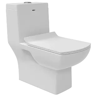 OPC-23111PP Solo Washdown One Piece Closet S Trap (9" Inch) With Soft Close Seat Cover, Hinges, Fixing Accessories Set and Accessories Set, Cistern Fittings