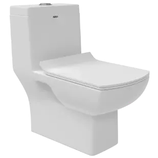 OPC-23111PP Solo Washdown One Piece Closet S Trap (9" Inch) With Soft Close Seat Cover, Hinges, Fixing Accessories Set and Accessories Set, Cistern Fittings