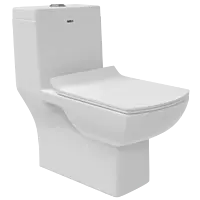 OPC-23121PP Solo Washdown One Piece Closet P Trap With Soft Close Seat Cover, Hinges, Fixing Accessories Set and Accessories Set, Cistern Fittings