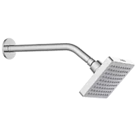 OS-302 5″×5″ Inch Square Overhead Shower with 9″ Long 45° Bend Wall Mounted Shower Arm with Flange