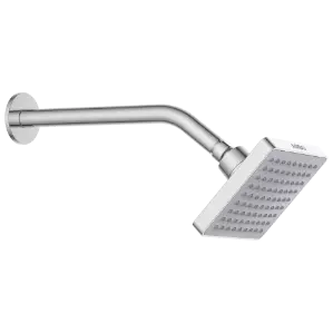 OS-302 5″×5″ Inch Square Overhead Shower with 9″ Long 45° Bend Wall Mounted Shower Arm with Flange